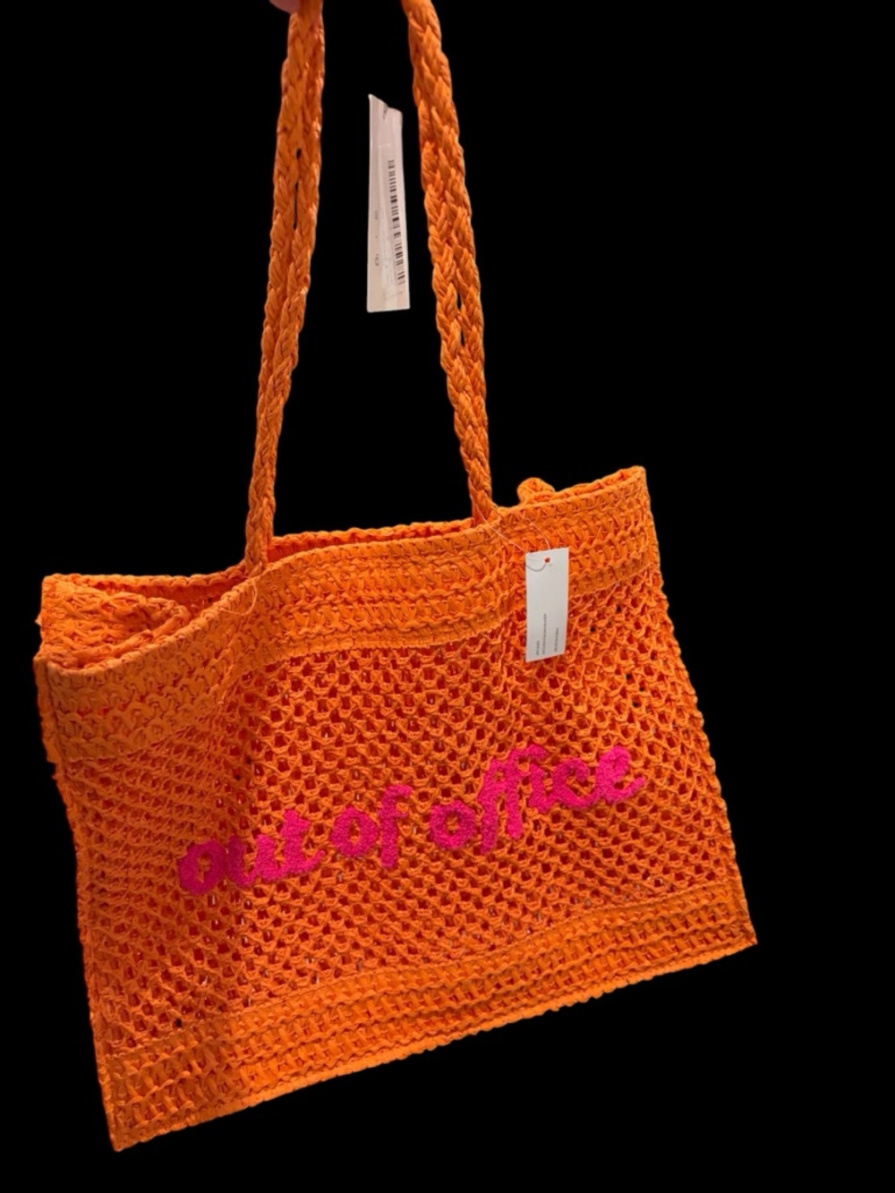 Orange Crochet “Out of Office” Tote - New with Tags